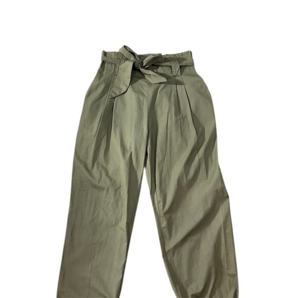 Olive Green Paperbag Waist Pants - Size S - Picture 5 of 8